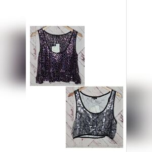 Millau Sequins Cropped Tank Tops Bundle Lot Of 2